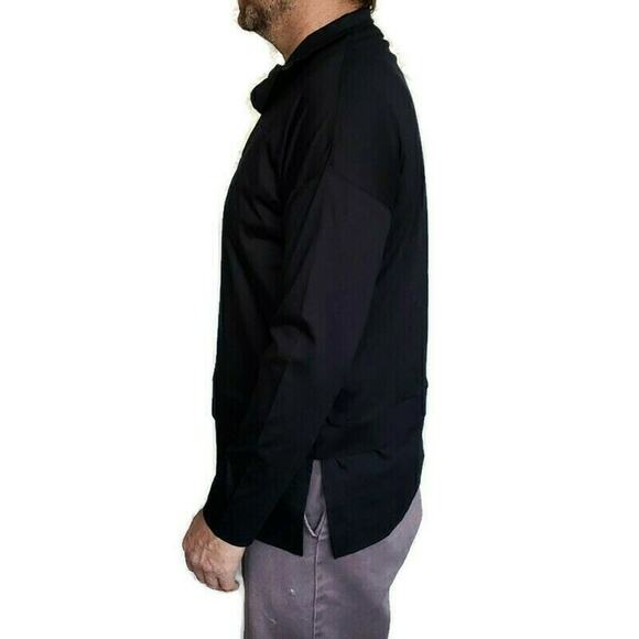 QUINN Qi mens long sleeve mock neck 1/2 zip shirt athletic tee navy blue Size M - Picture 2 of 10